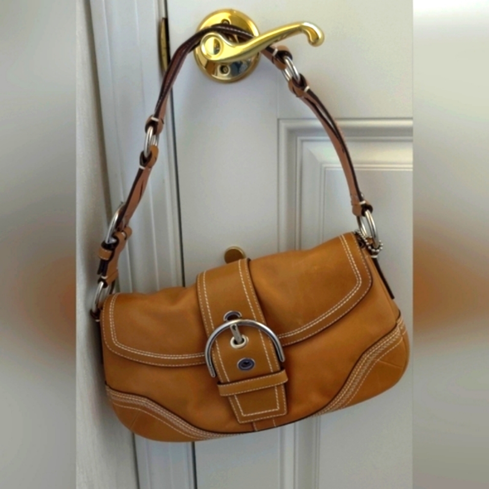 Coach Tan Leather Hobo with Gold Hardware